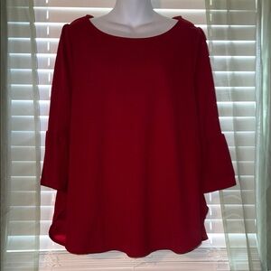 NWT Green Envelope wine burgundy color top size 1X